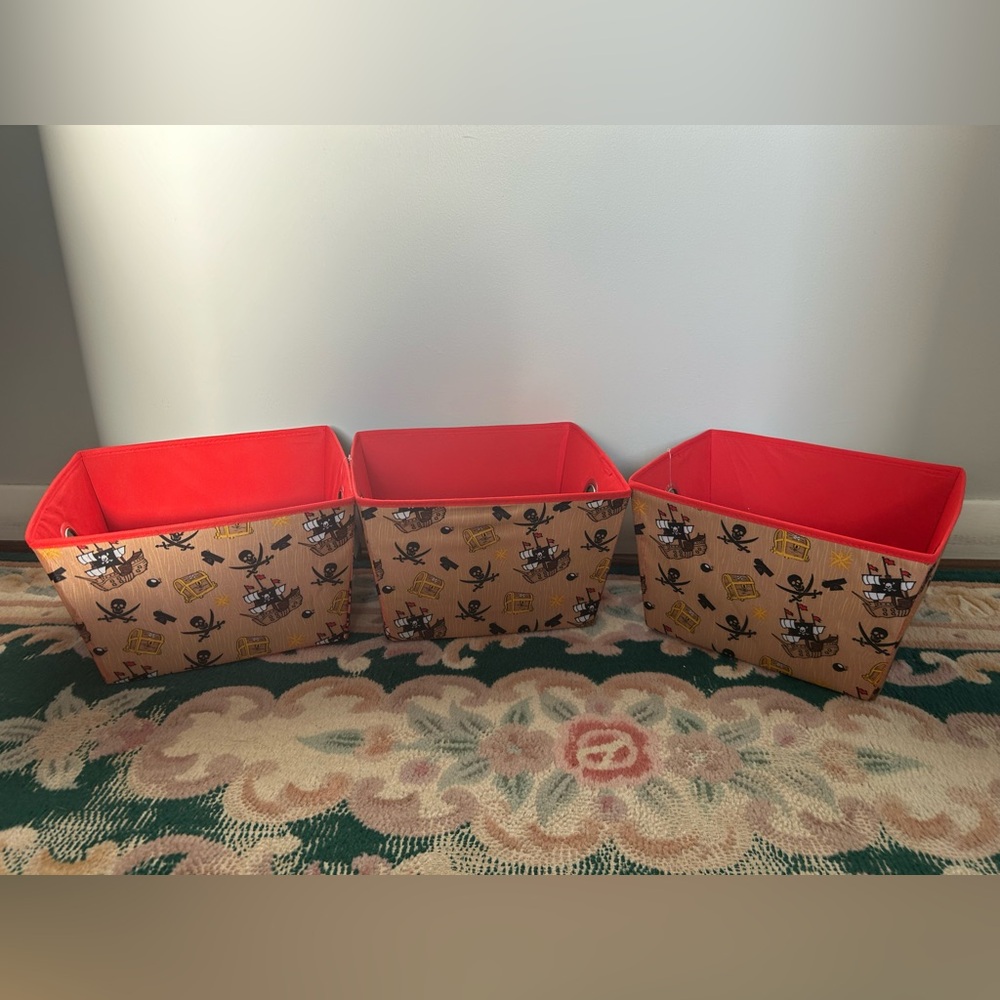 Set of Three Pirate-Themed Storage Bins